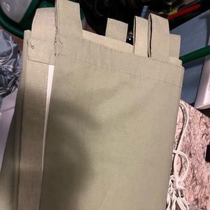 One pair green tab-top cotton twill curtains
